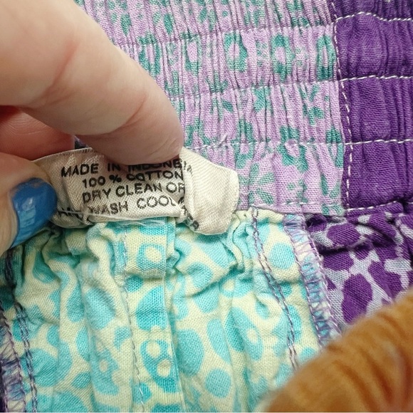 We Be Bop Vintage Patchwork Shorts quilted madras 80s maybe hippie boho chic - Picture 4 of 4